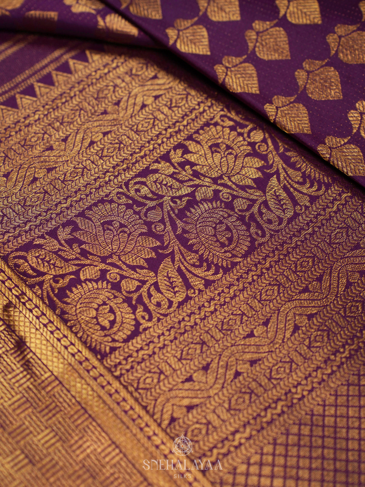 Purple Kanjivaram Silk Saree With Pichwa Border