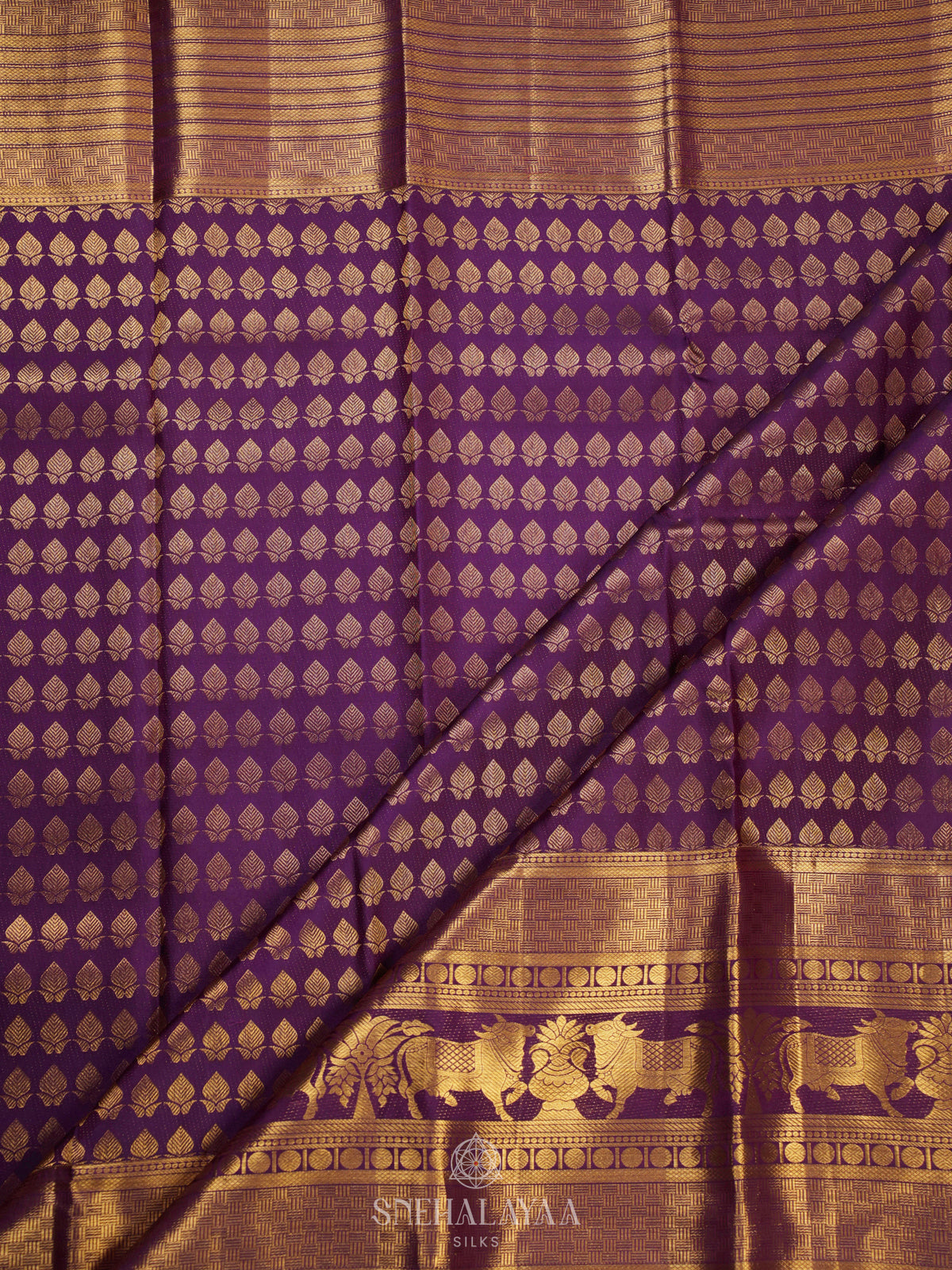 Purple Kanjivaram Silk Saree With Pichwa Border