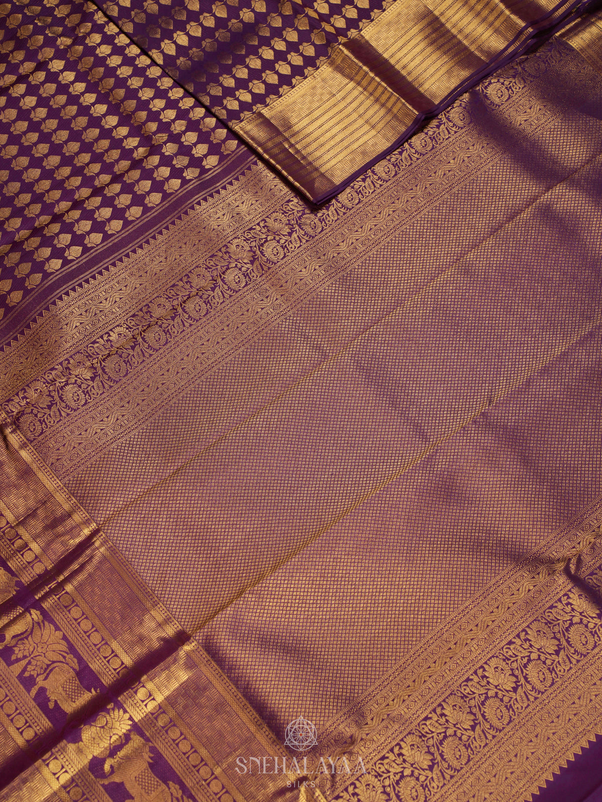 Purple Kanjivaram Silk Saree With Pichwa Border