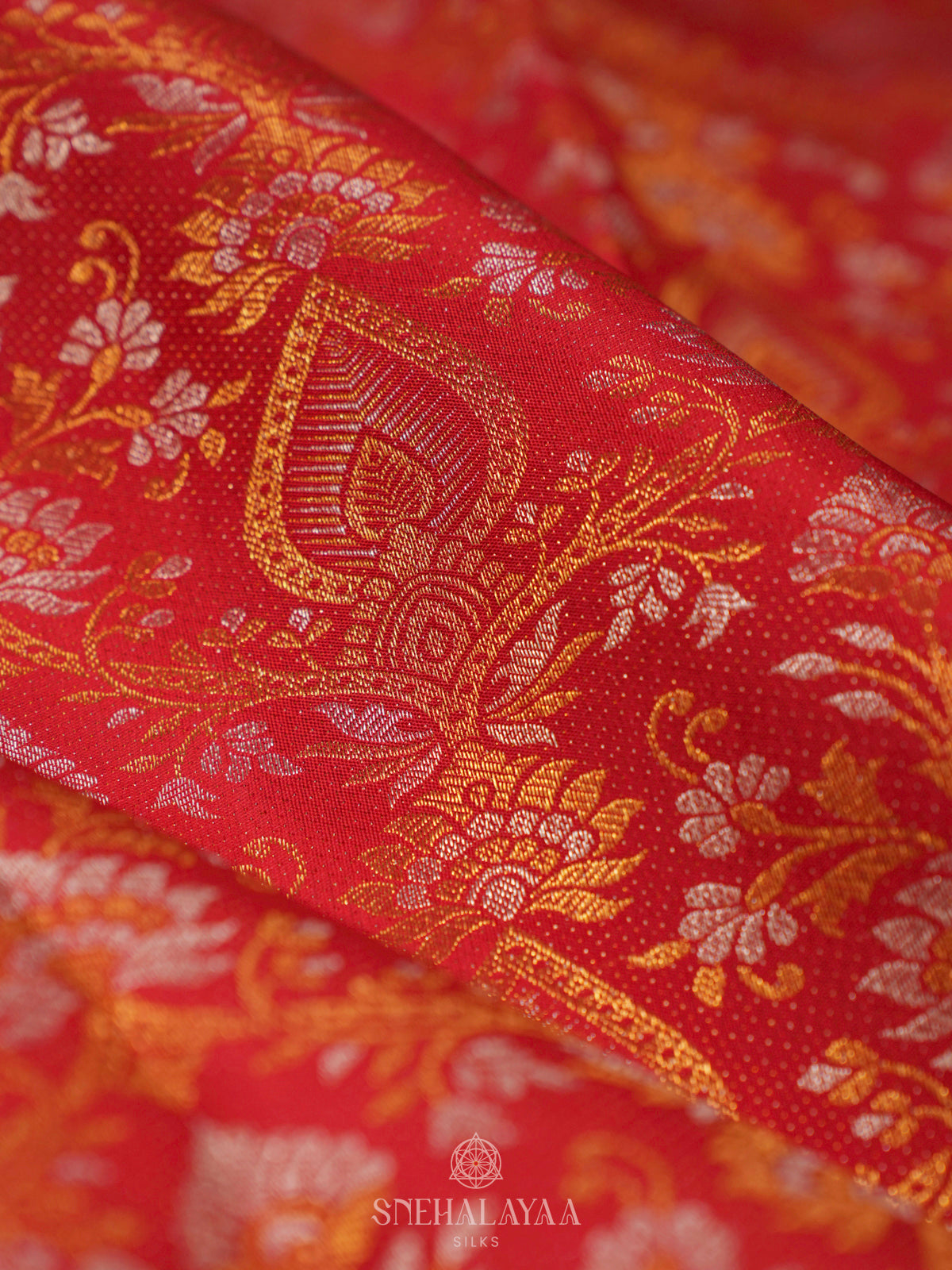 Rust Orange Kanjivaram Silk Saree