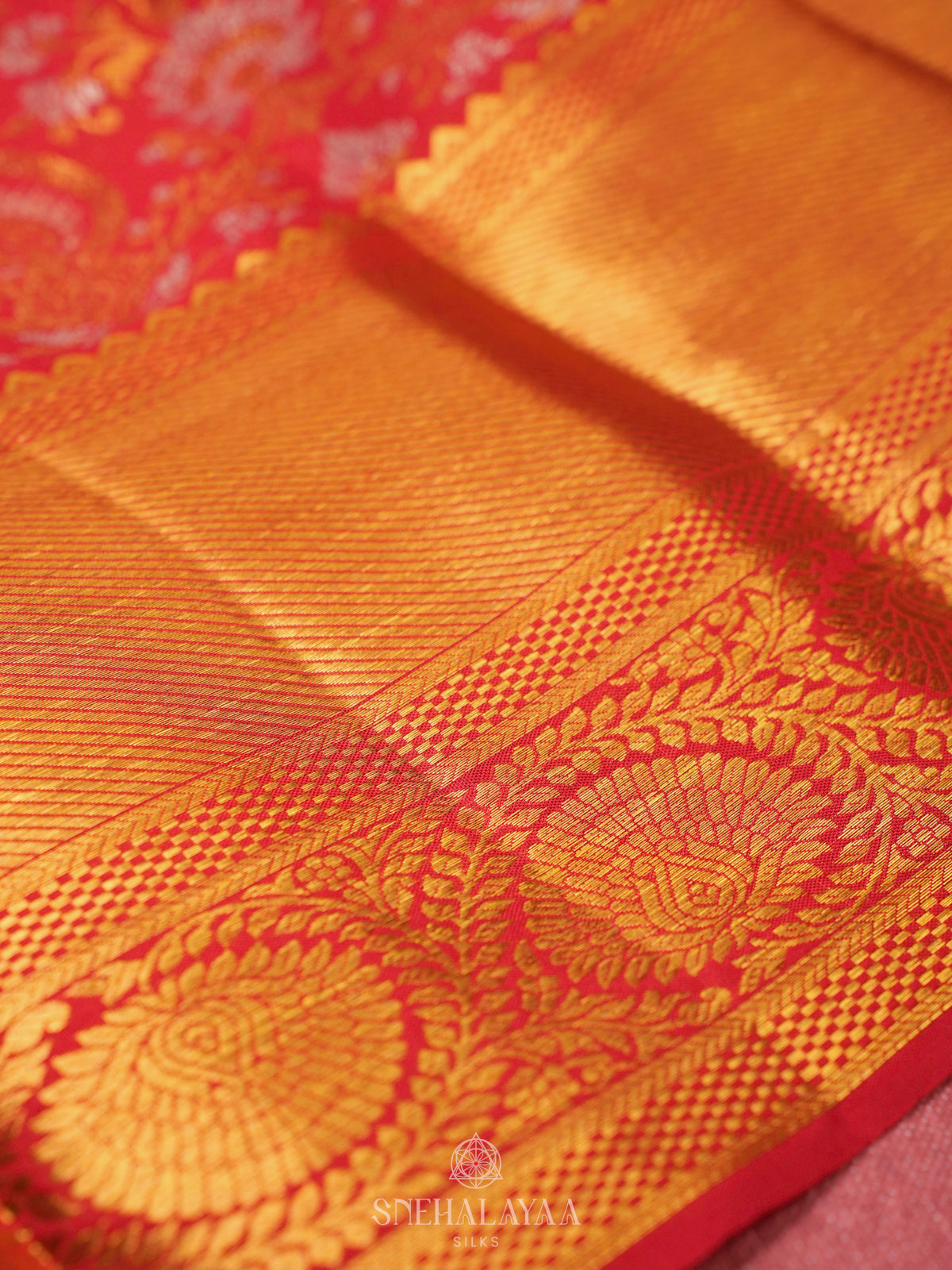 Rust Orange Kanjivaram Silk Saree