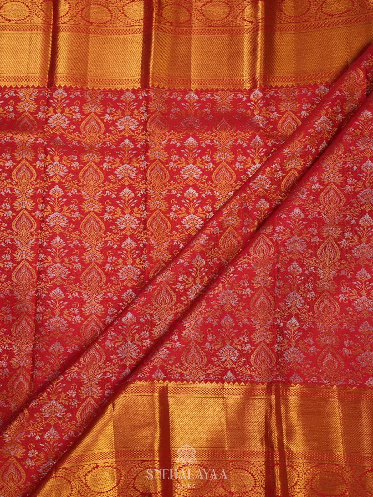 Rust Orange Kanjivaram Silk Saree