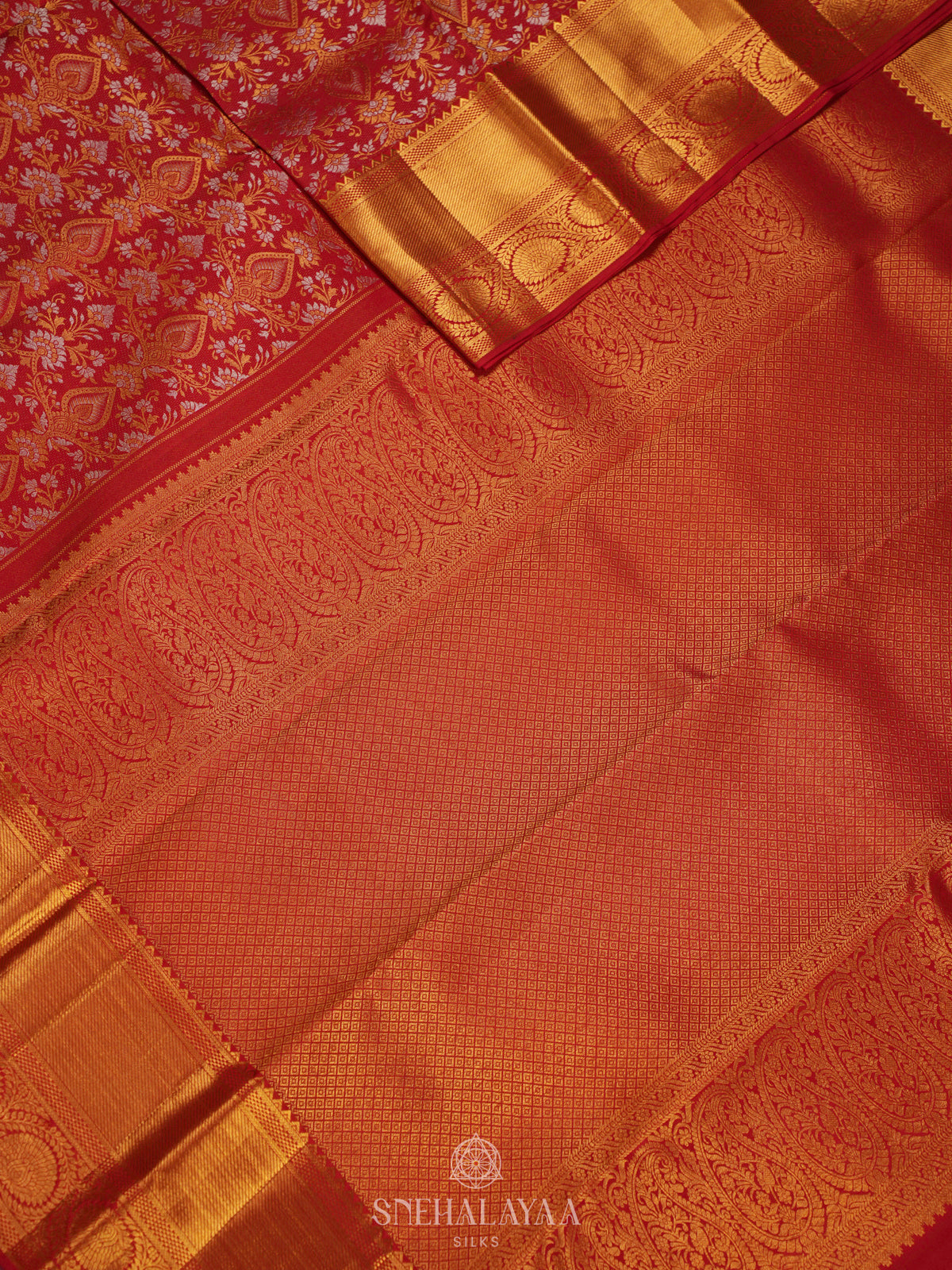 Rust Orange Kanjivaram Silk Saree