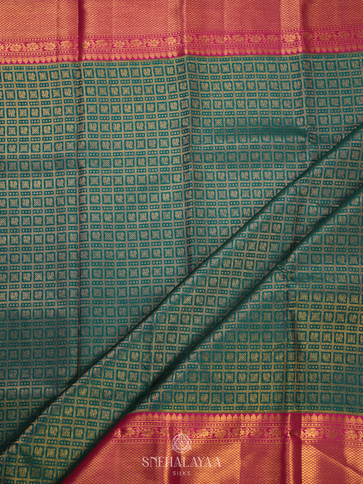 Bottle Green Kanjivaram Silk Saree