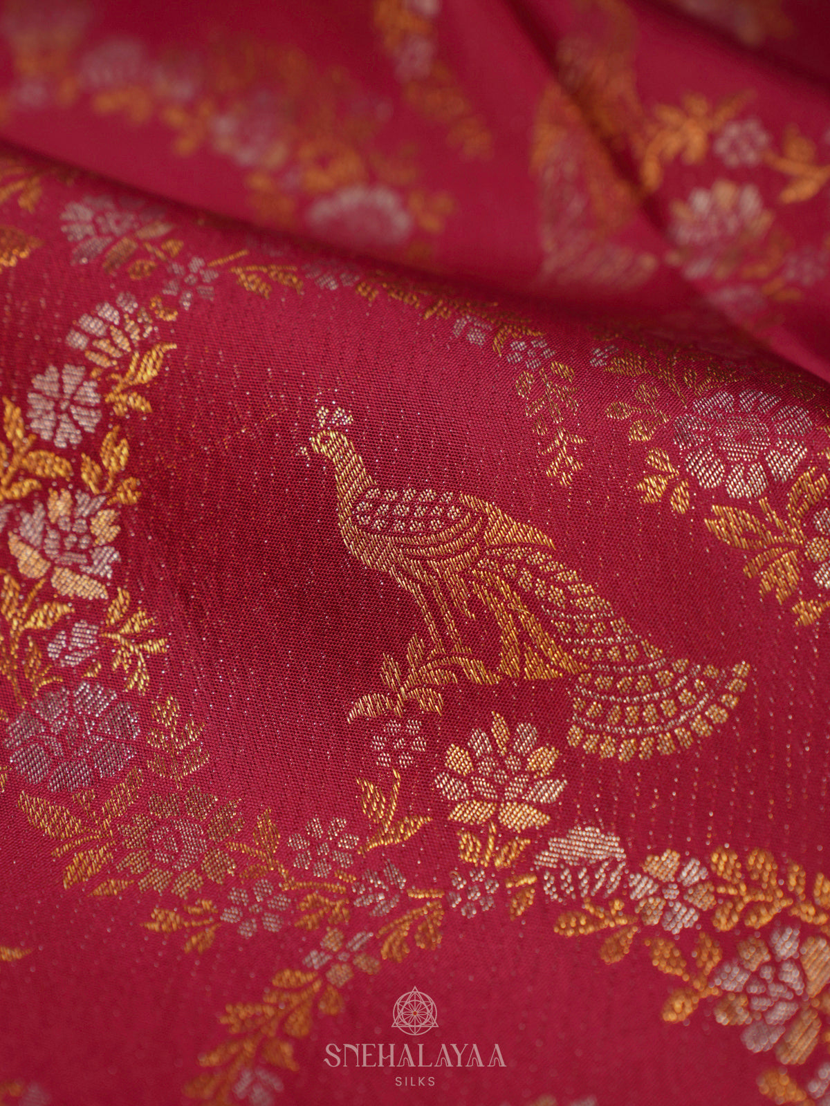 Ruby Red Kanjivaram Silk Saree