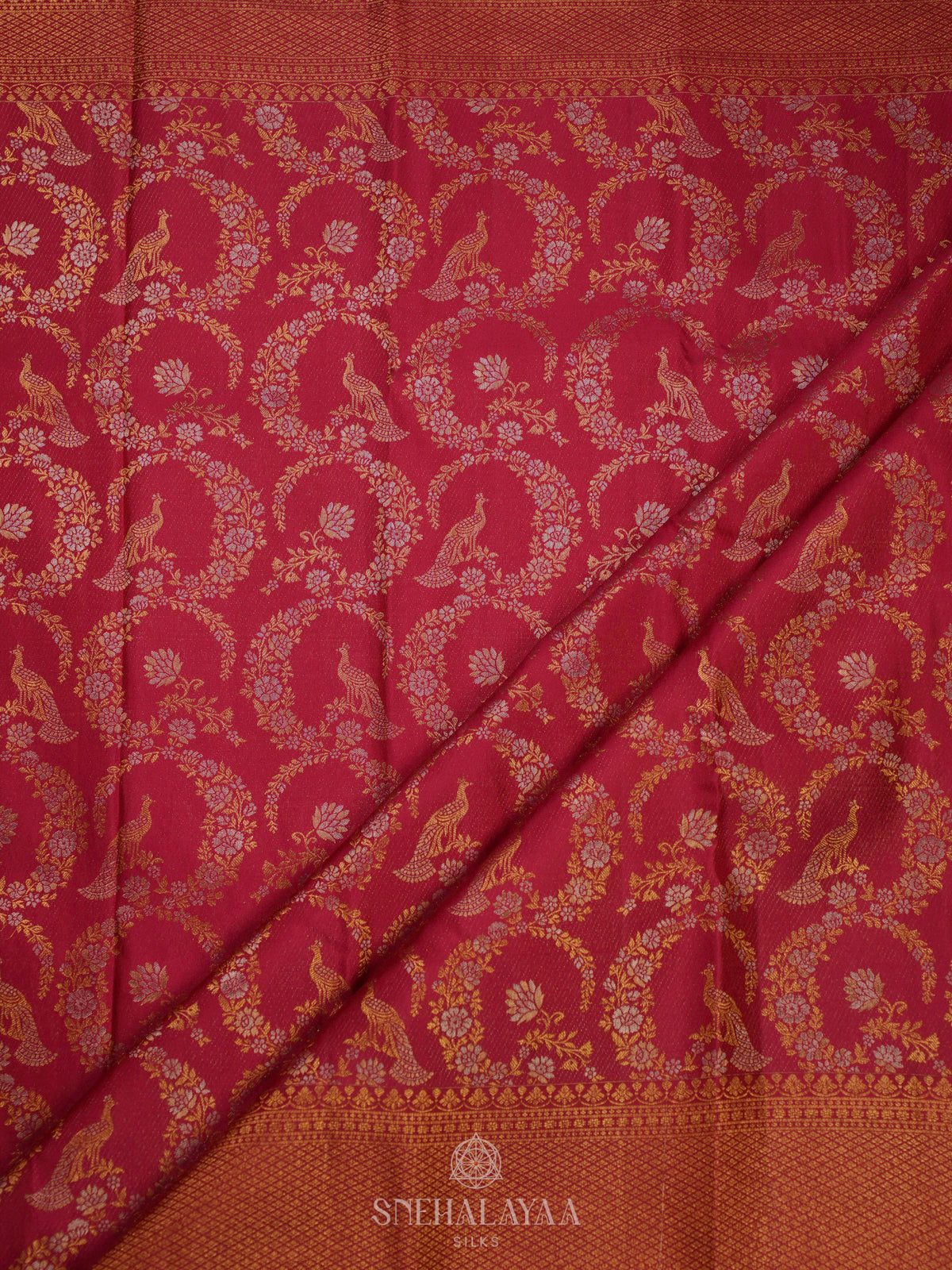 Ruby Red Kanjivaram Silk Saree