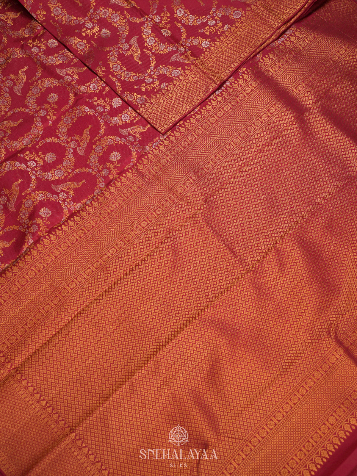 Ruby Red Kanjivaram Silk Saree