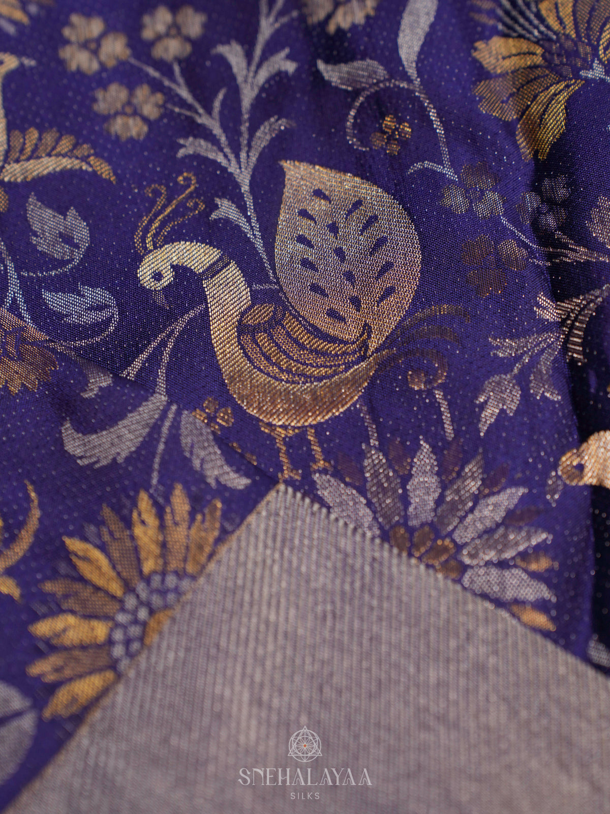 Navy Blue Kanjivaram Silk Saree