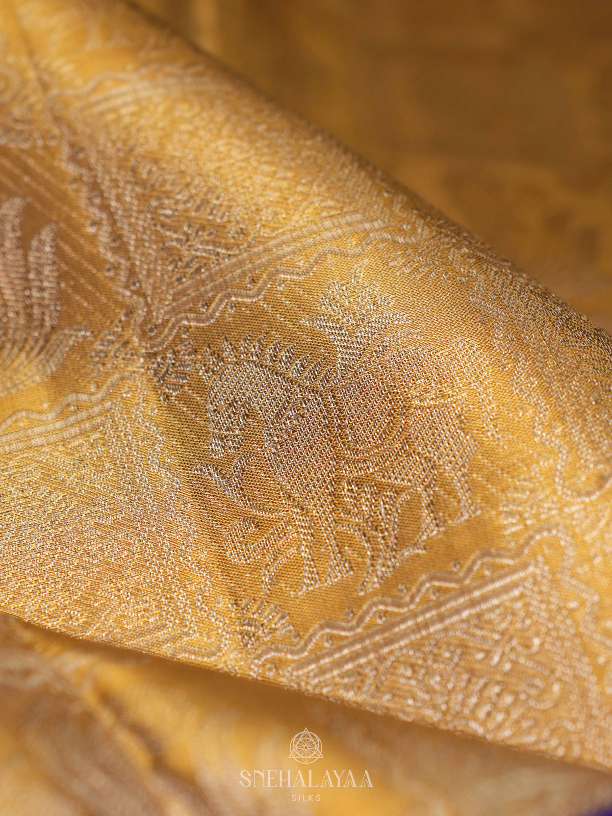 Golden Yellow Kanjivaram Silk Saree