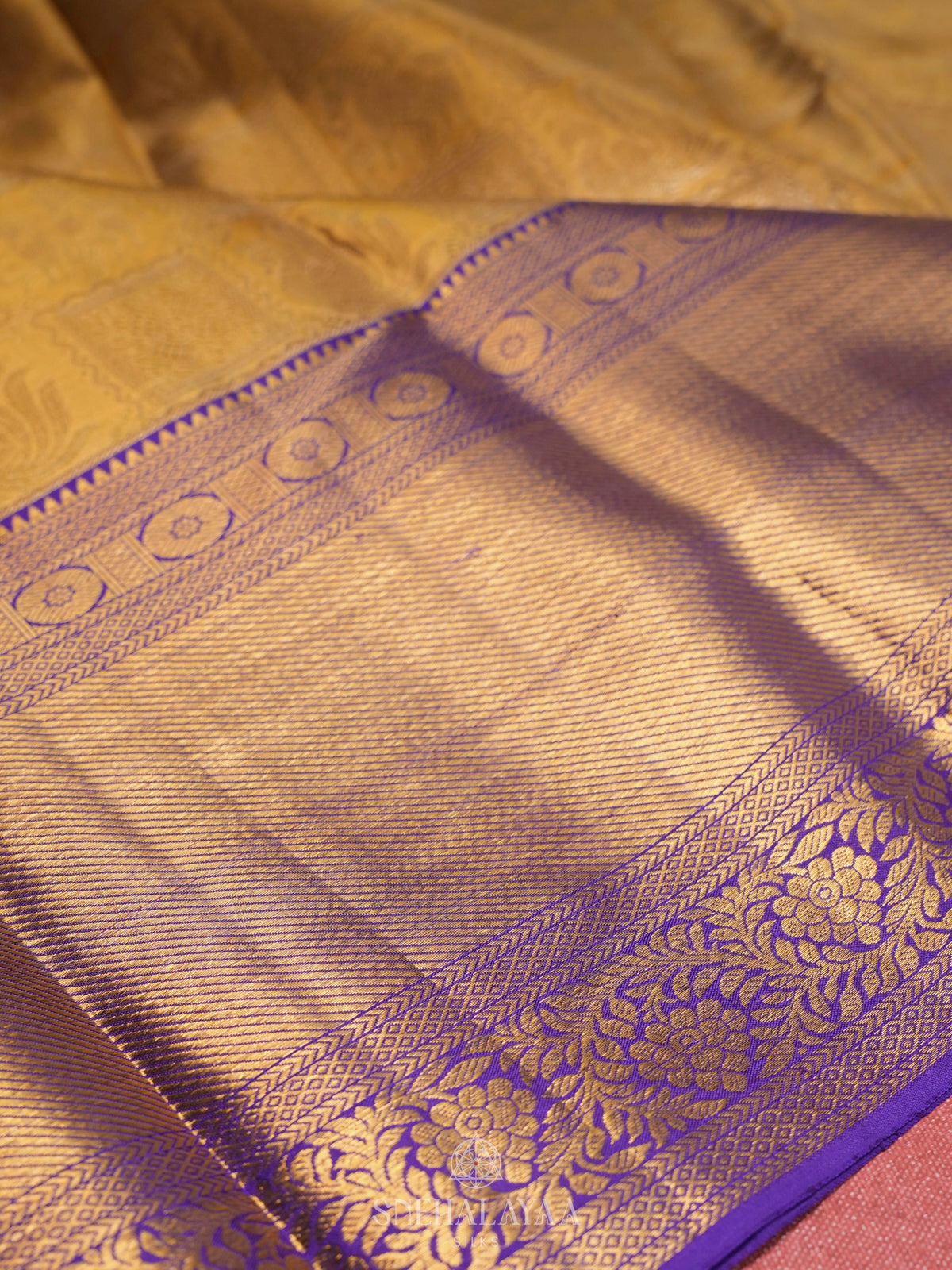 Golden Yellow Kanjivaram Silk Saree