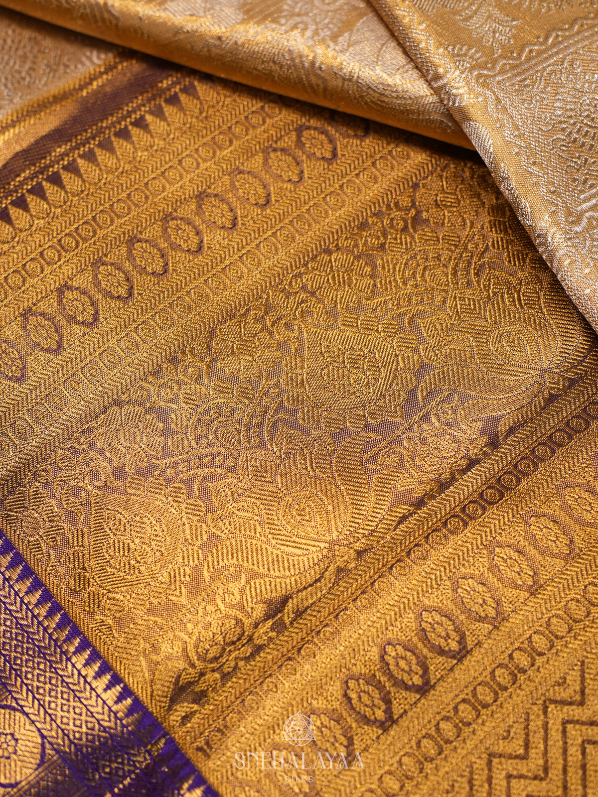 Golden Yellow Kanjivaram Silk Saree