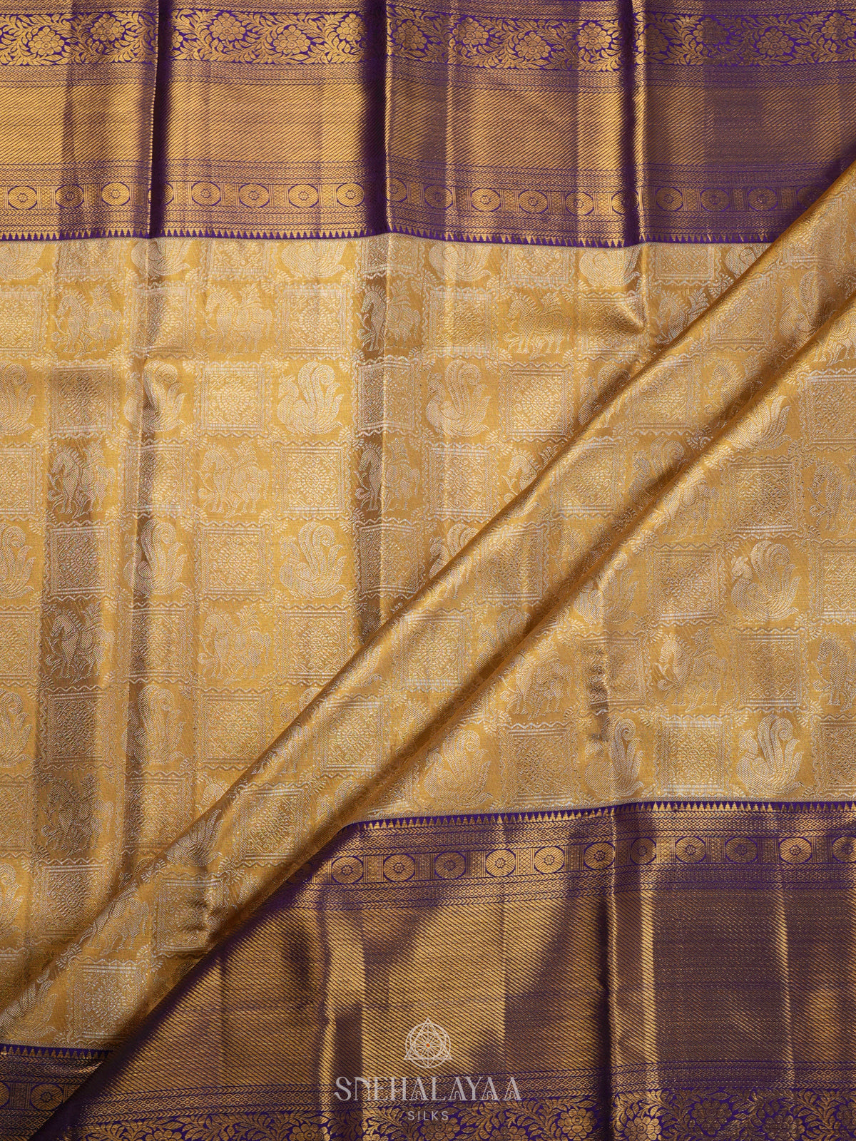 Golden Yellow Kanjivaram Silk Saree