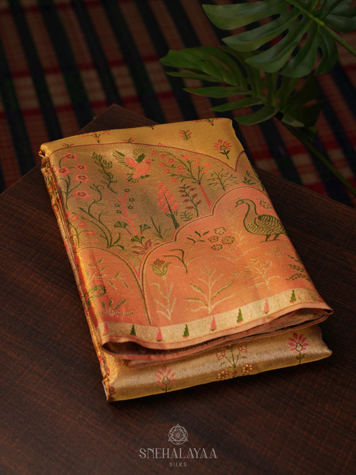 Golden Kanjivaram Silk Saree