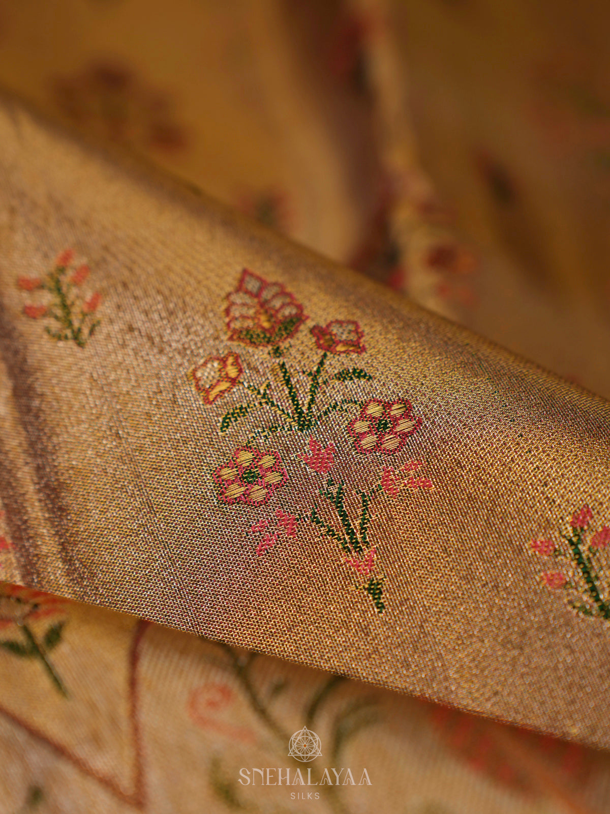 Golden Kanjivaram Silk Saree