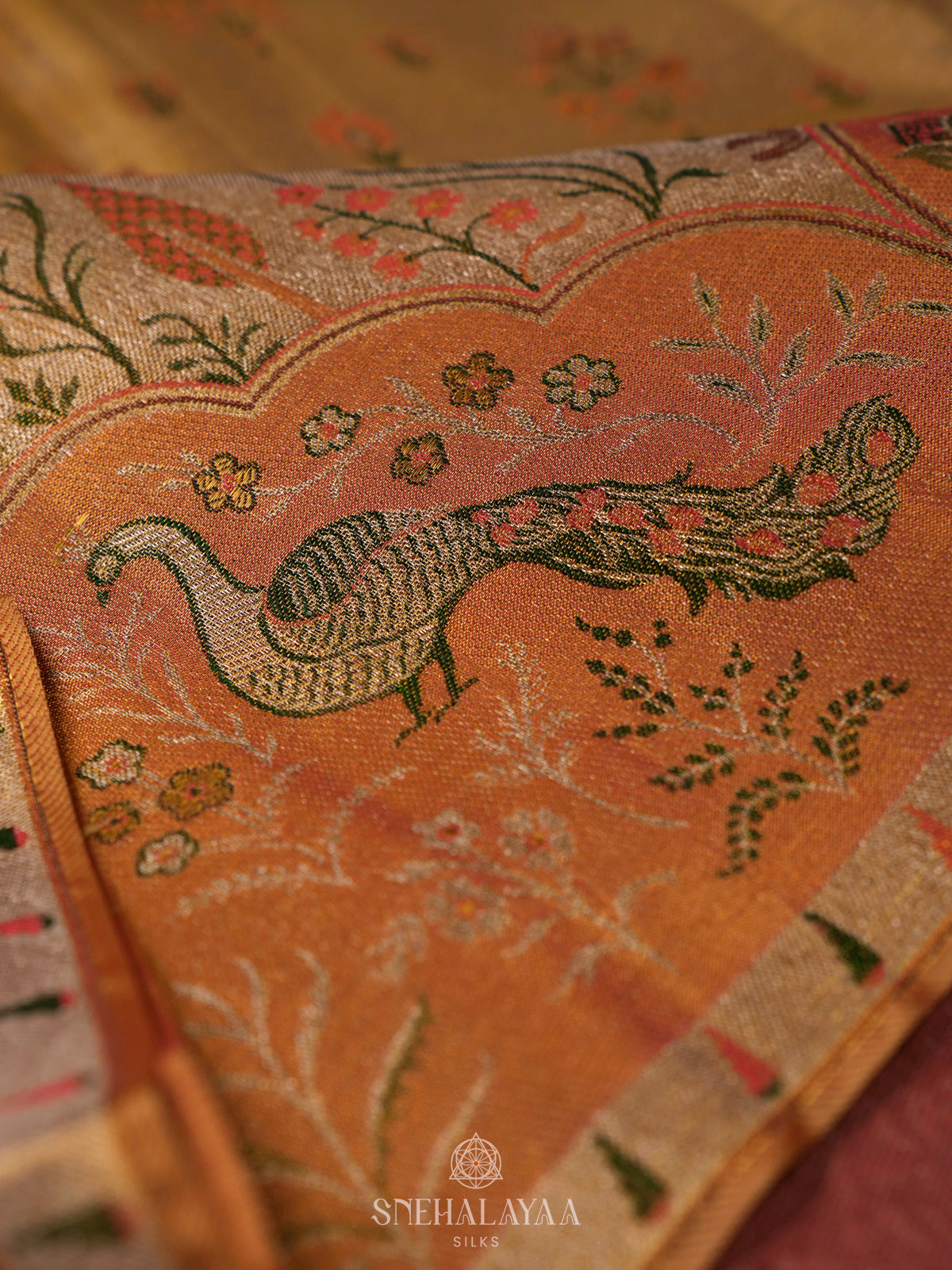 Golden Kanjivaram Silk Saree