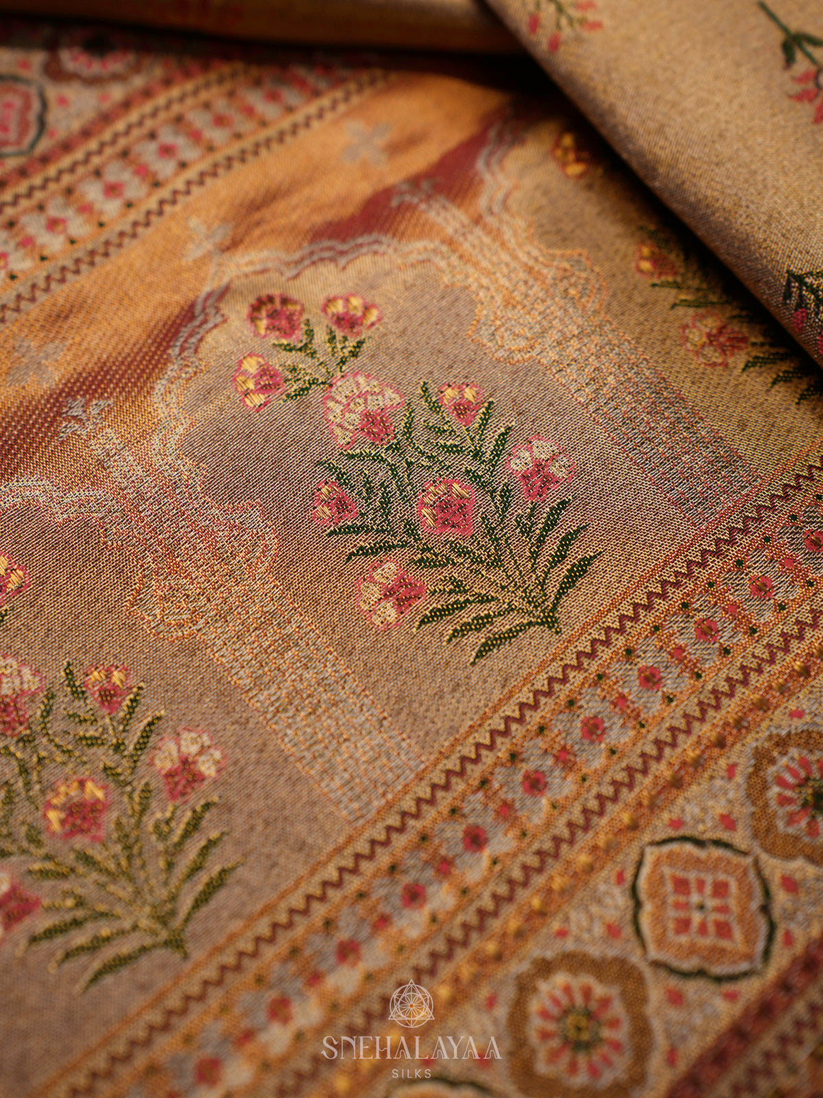 Golden Kanjivaram Silk Saree