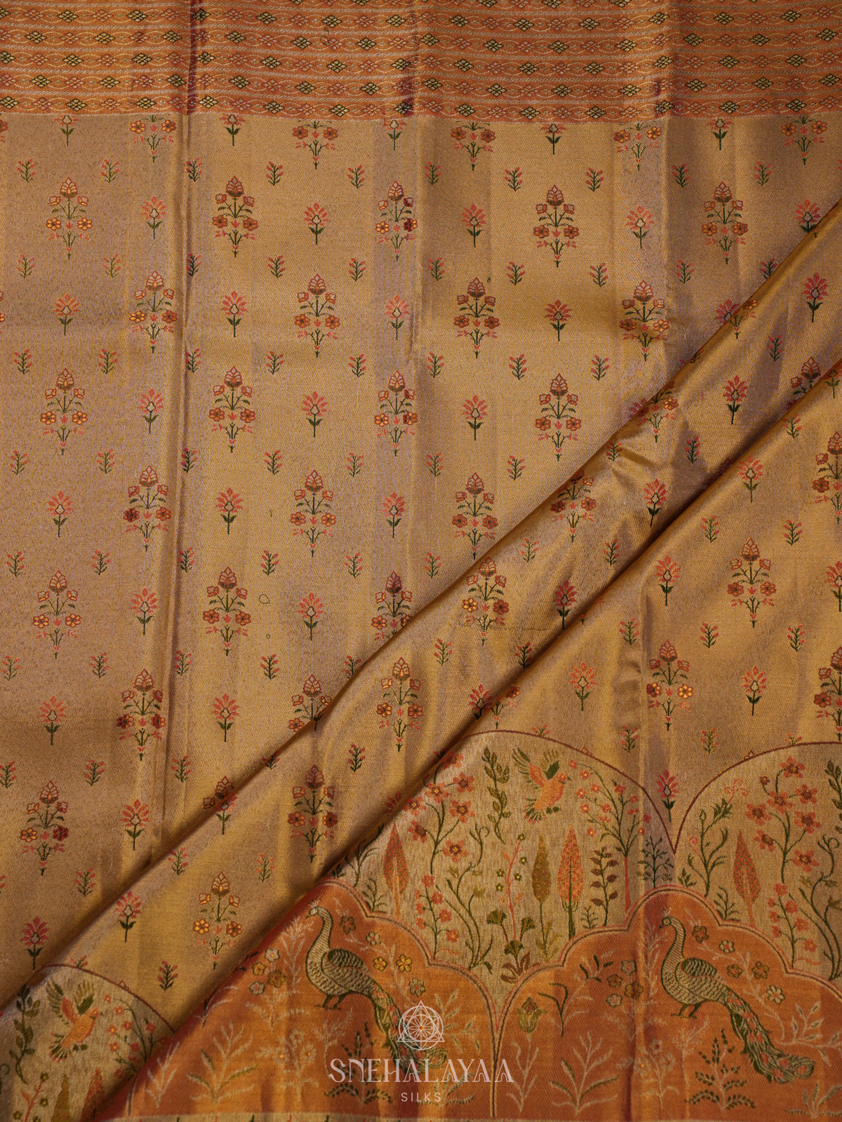 Golden Kanjivaram Silk Saree