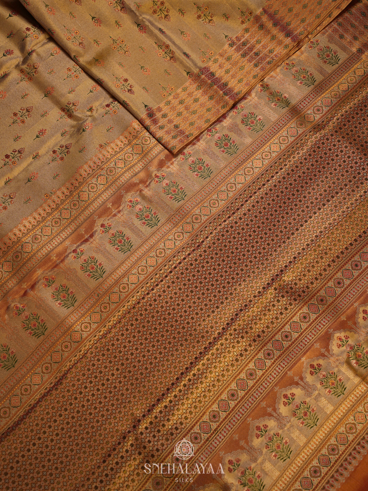 Golden Kanjivaram Silk Saree