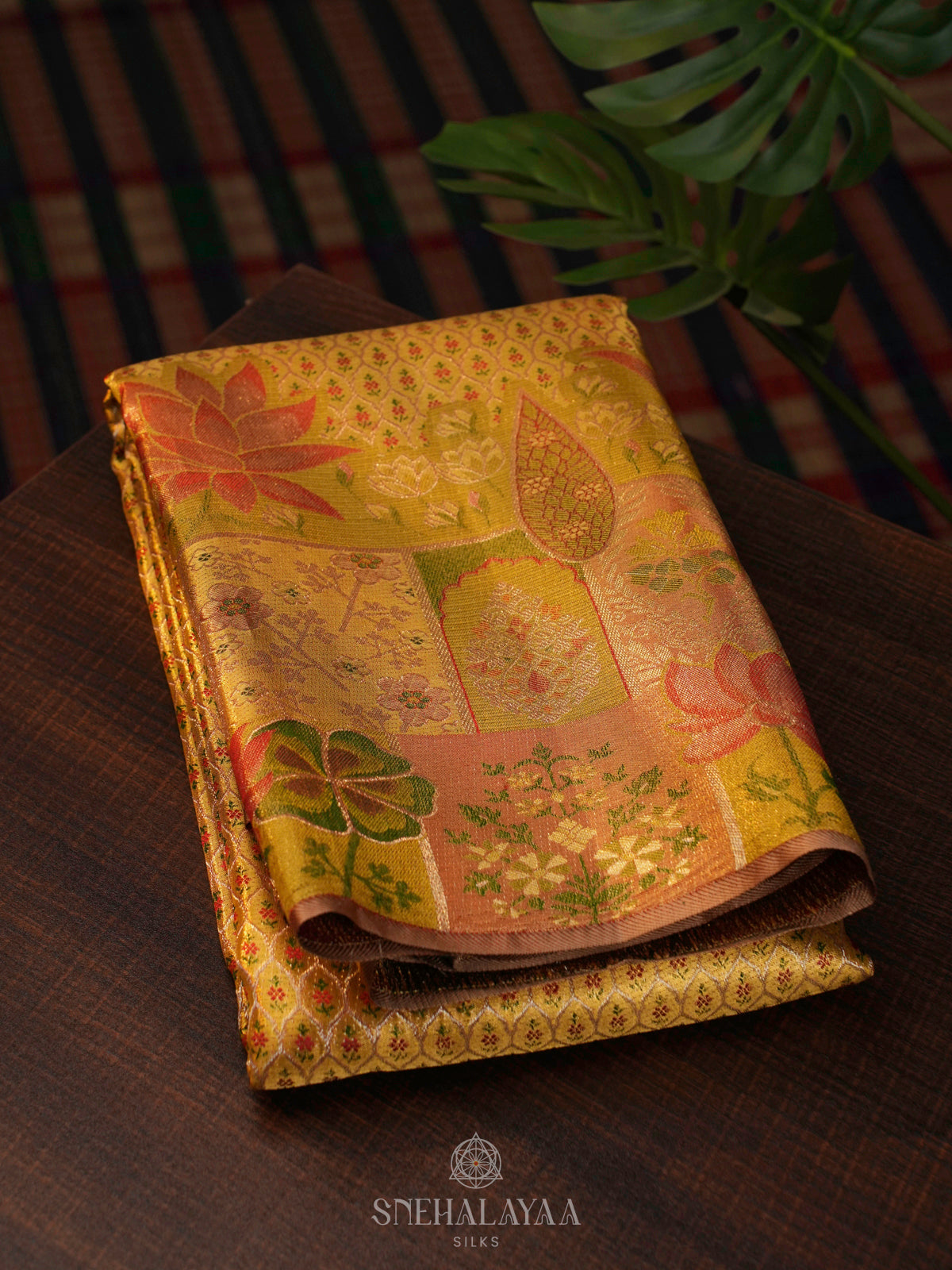 Golden Kanjivaram Silk Saree