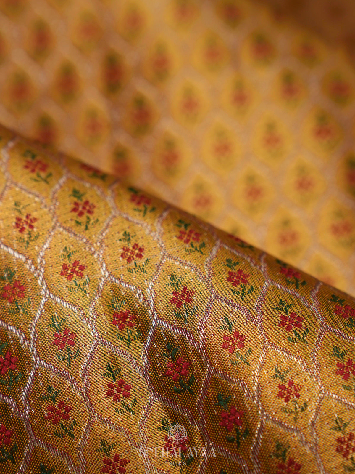 Golden Kanjivaram Silk Saree