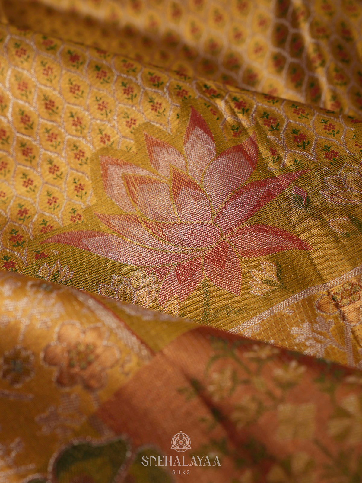 Golden Kanjivaram Silk Saree