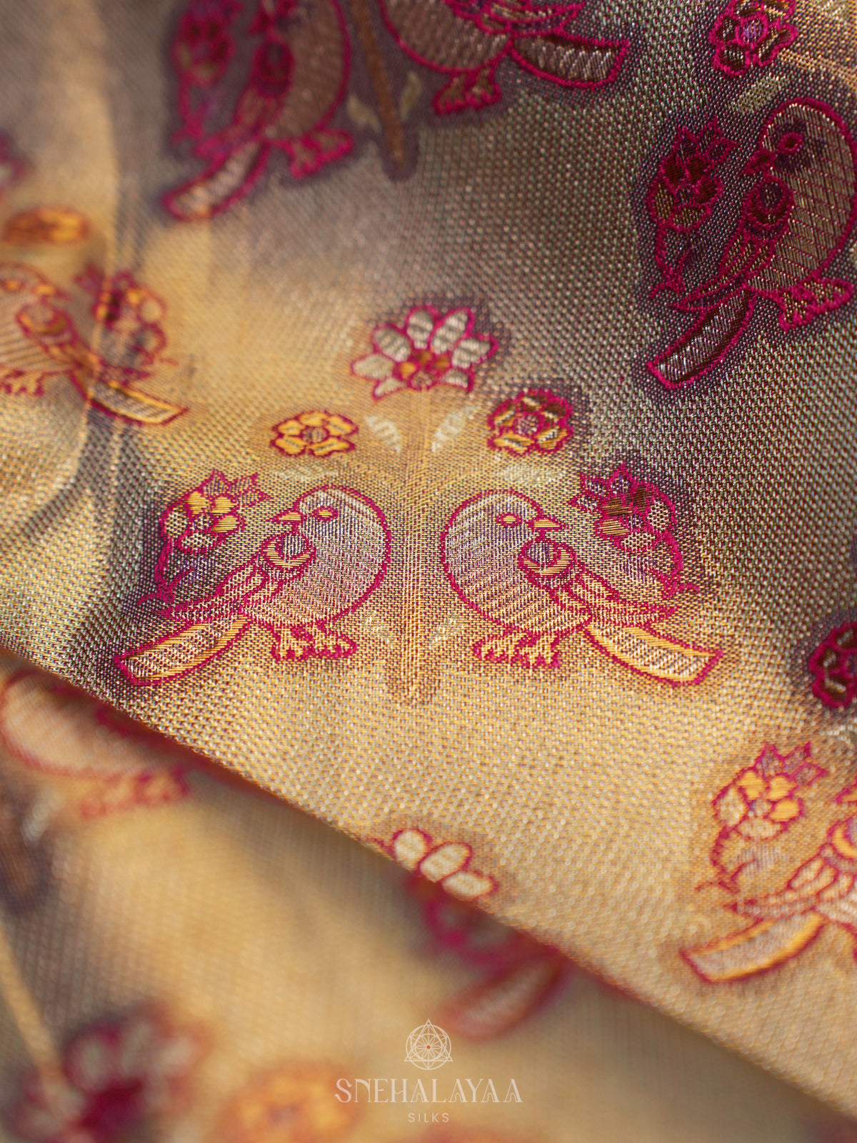 Beige Gold Kanjivaram Silk Saree