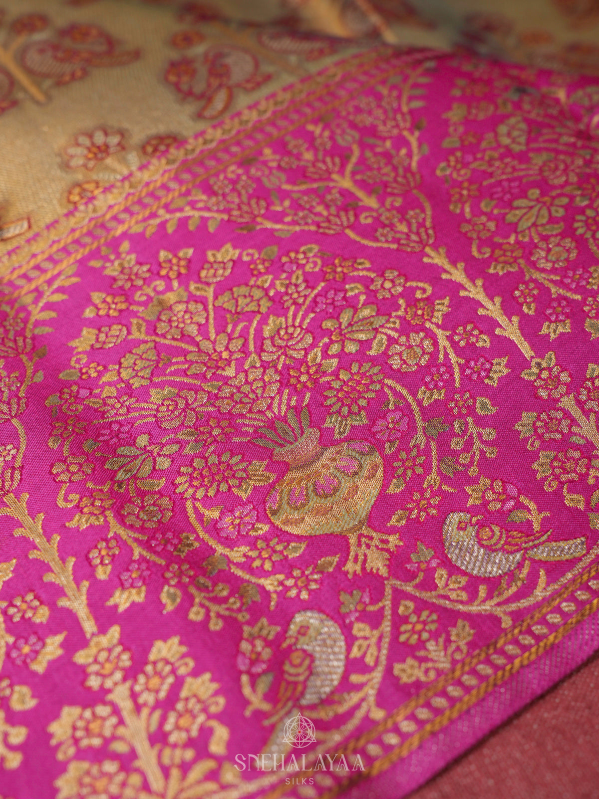 Beige Gold Kanjivaram Silk Saree