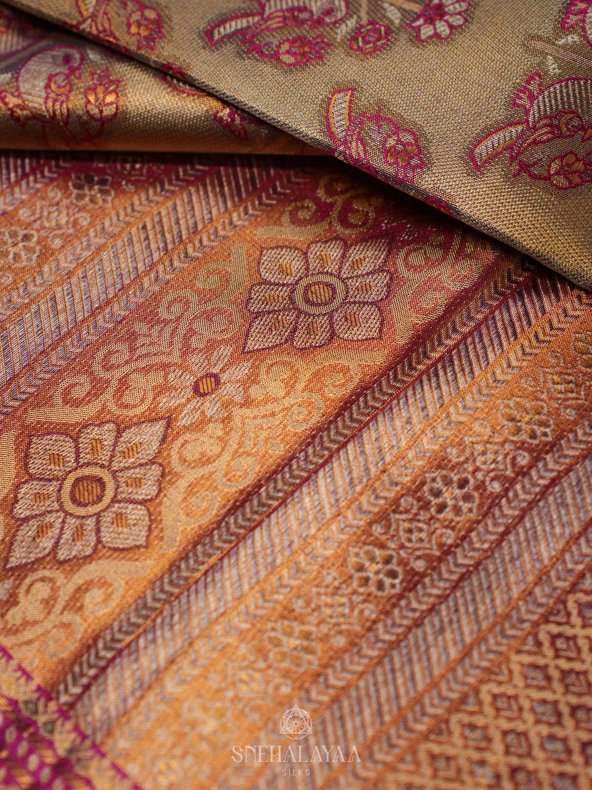 Beige Gold Kanjivaram Silk Saree