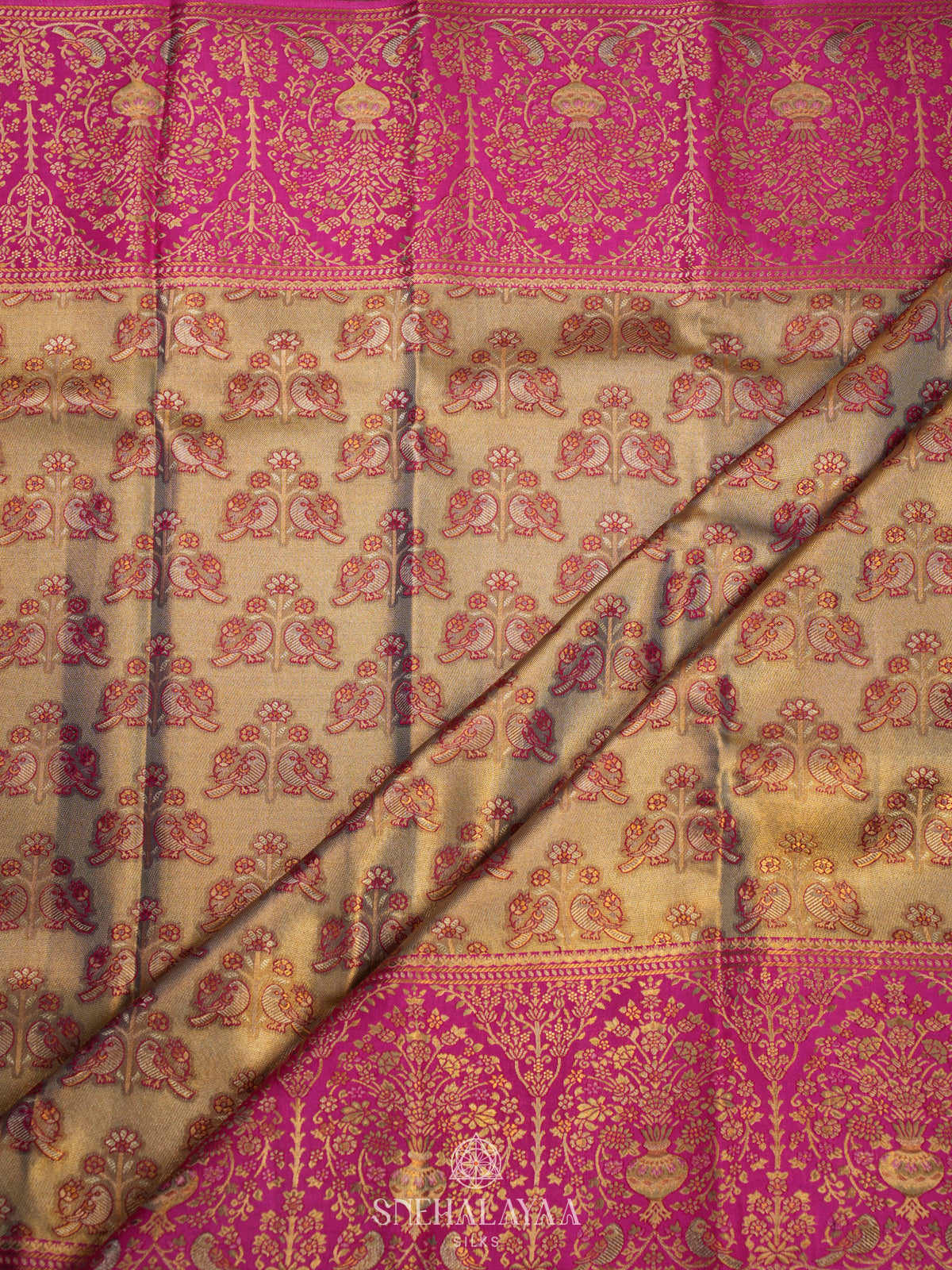 Beige Gold Kanjivaram Silk Saree