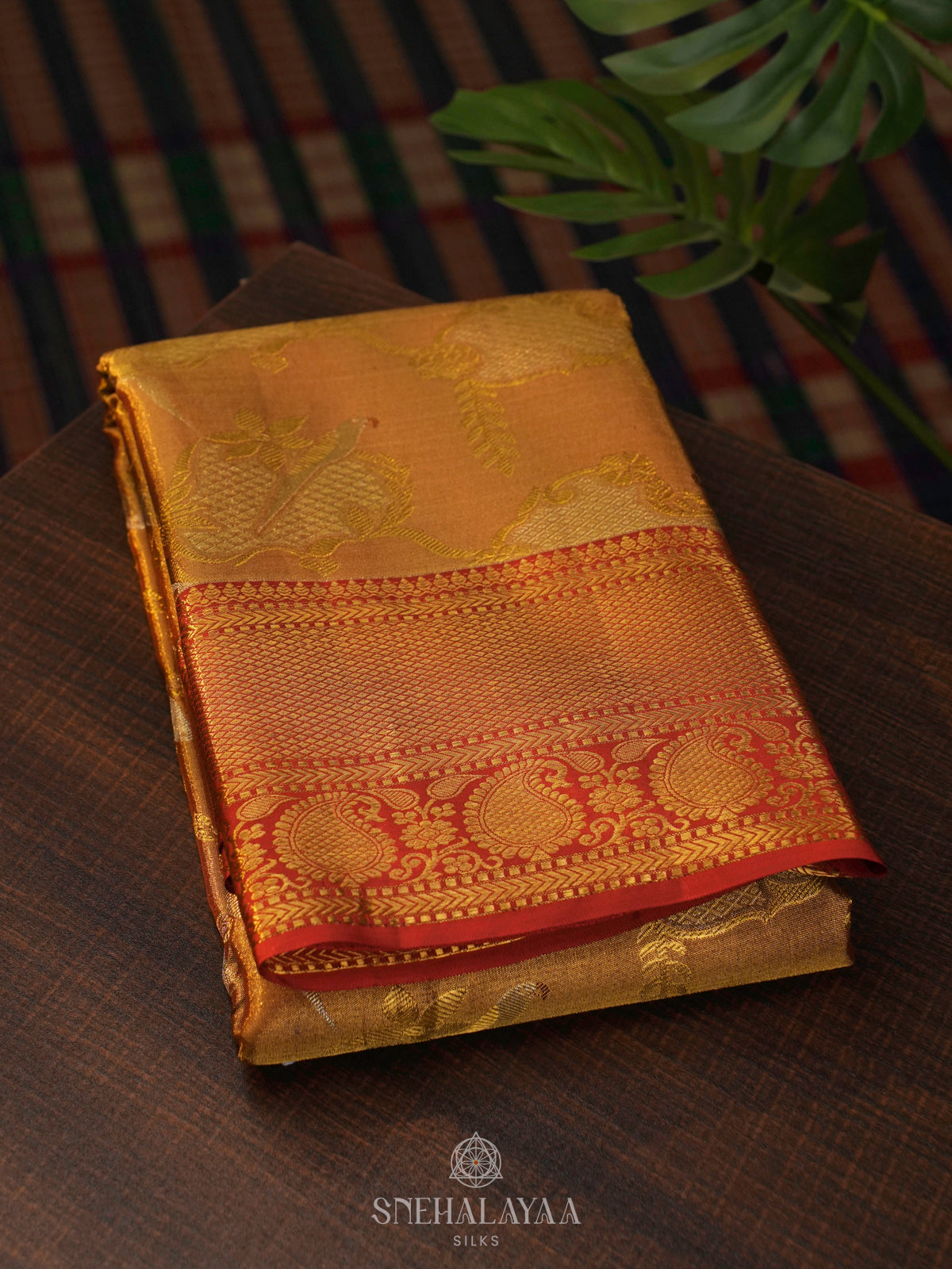 Golden Kanjivaram Silk Saree