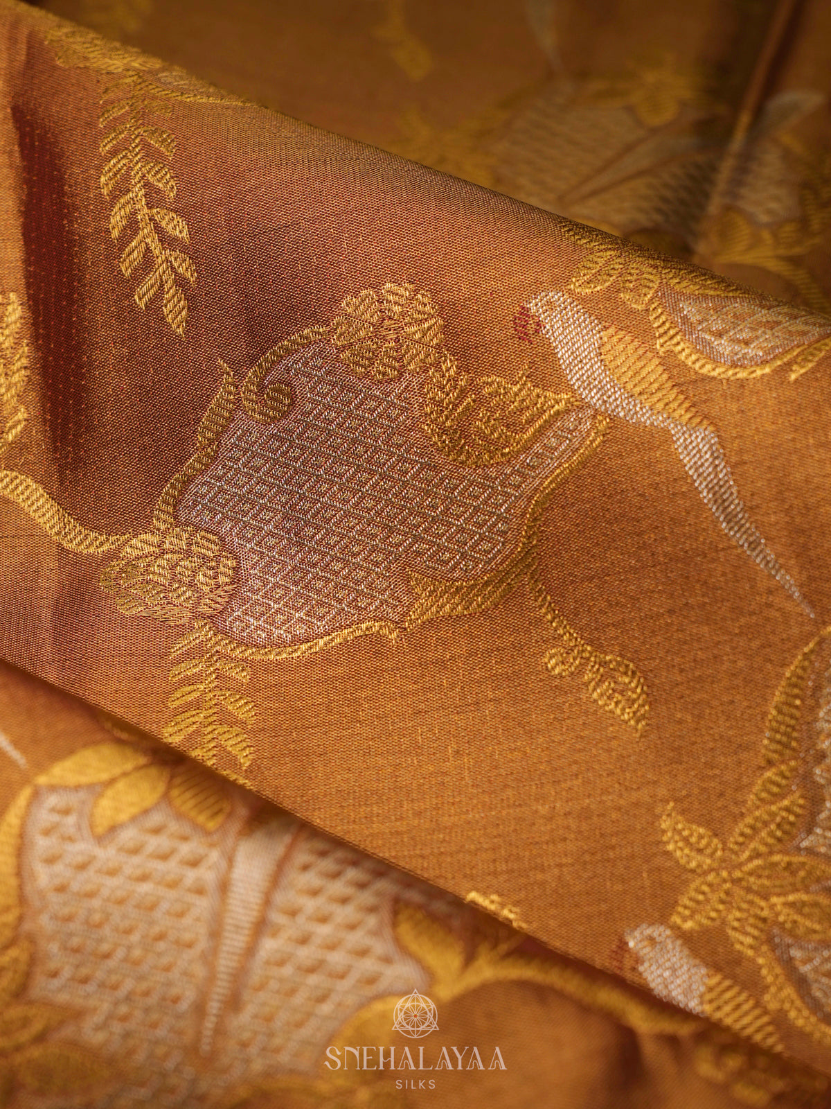 Golden Kanjivaram Silk Saree