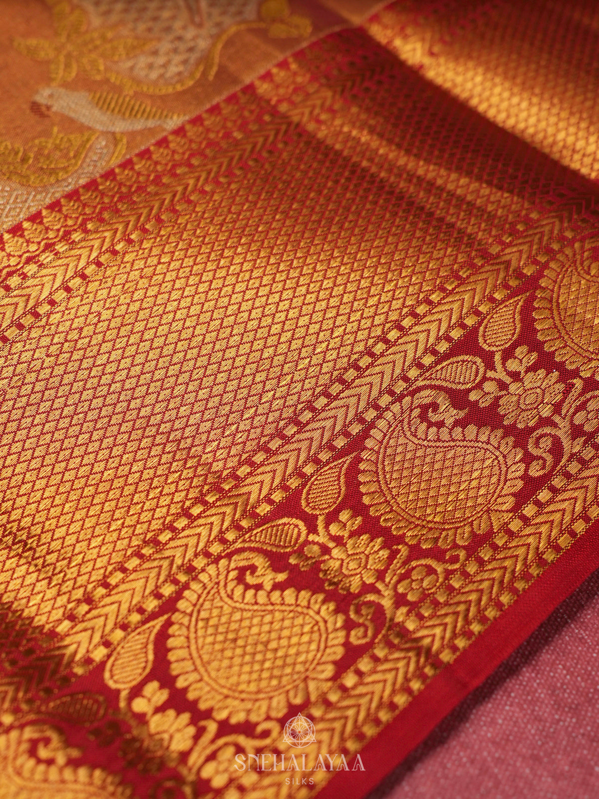 Golden Kanjivaram Silk Saree