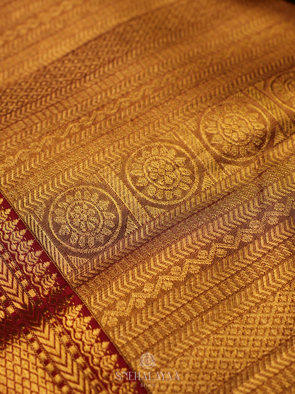 Golden Kanjivaram Silk Saree