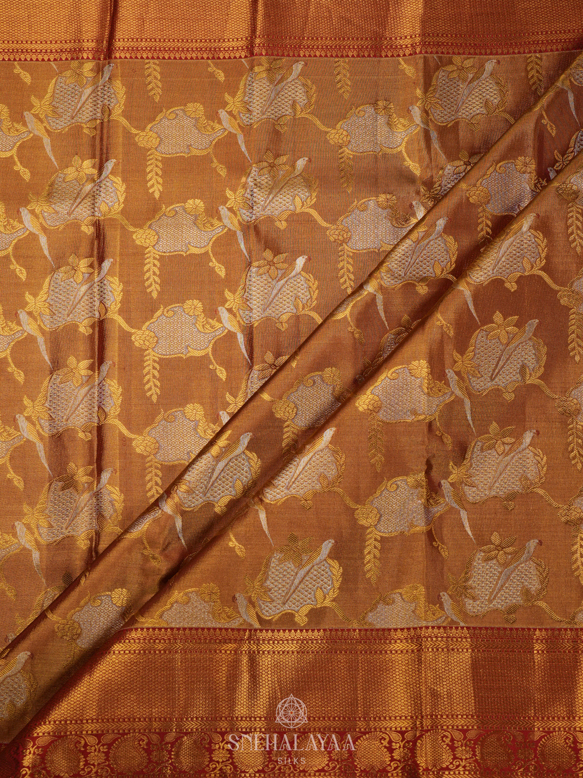 Golden Kanjivaram Silk Saree
