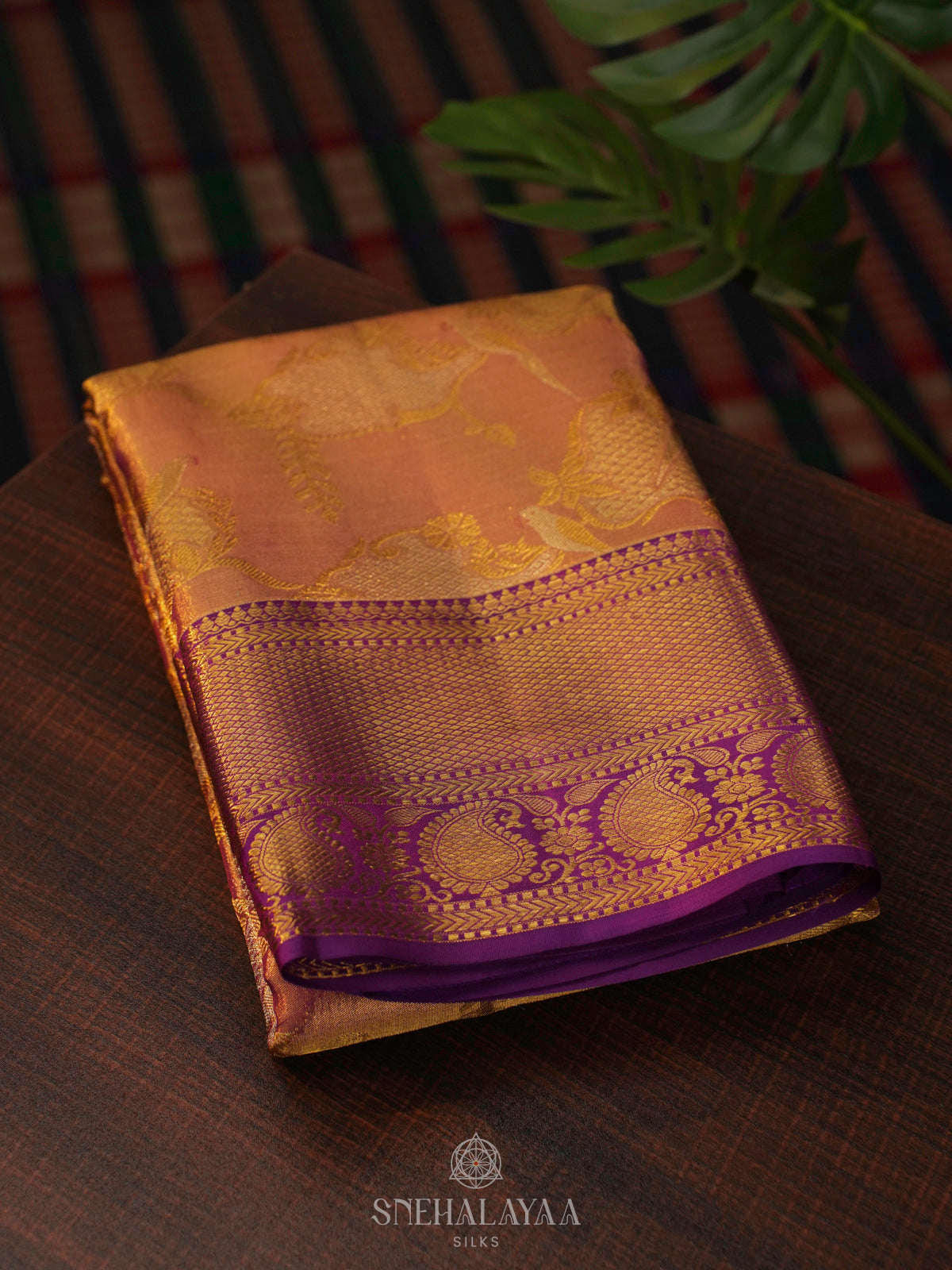 Copper Gold Kanjivaram Silk Saree