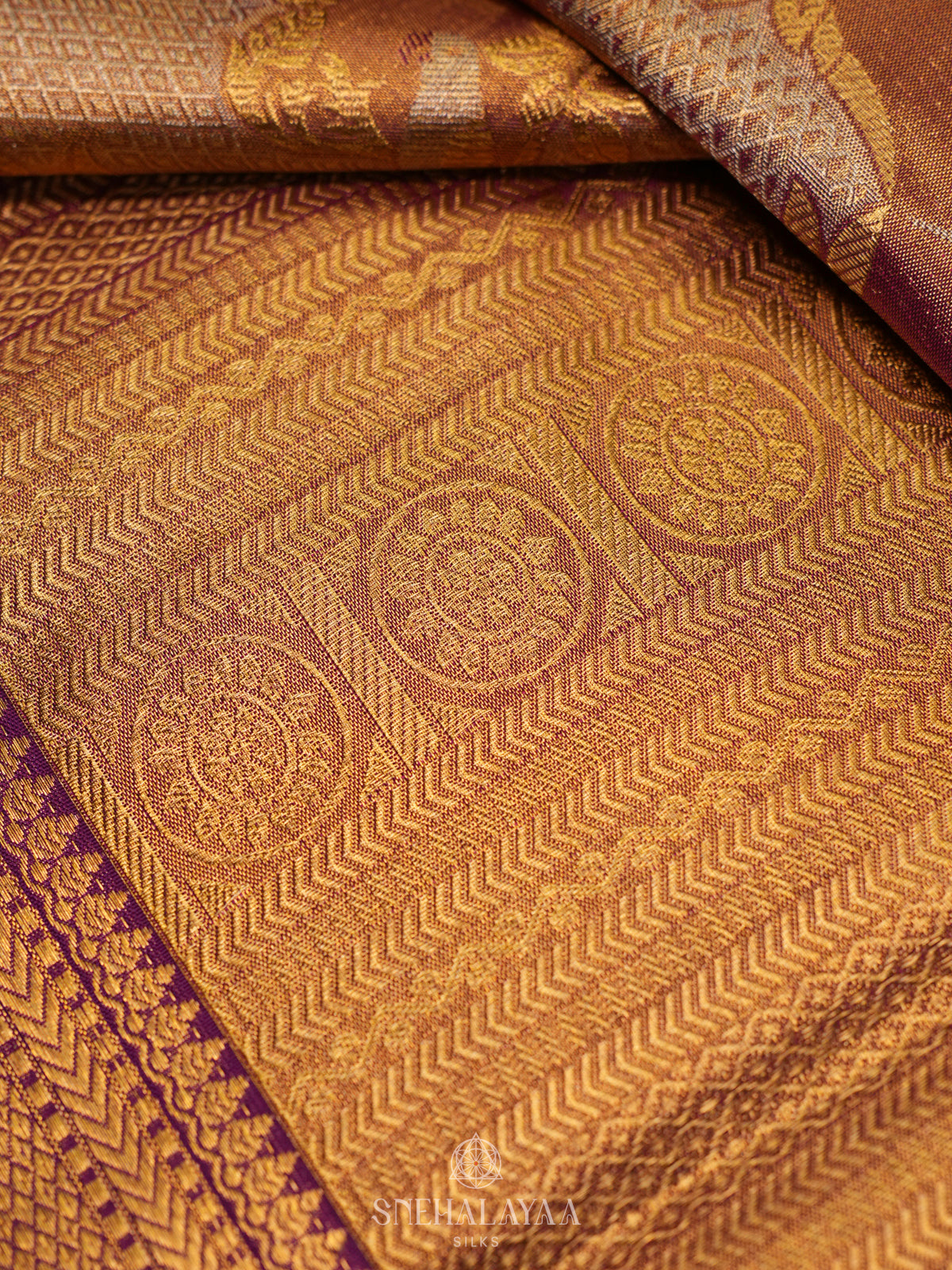 Copper Gold Kanjivaram Silk Saree