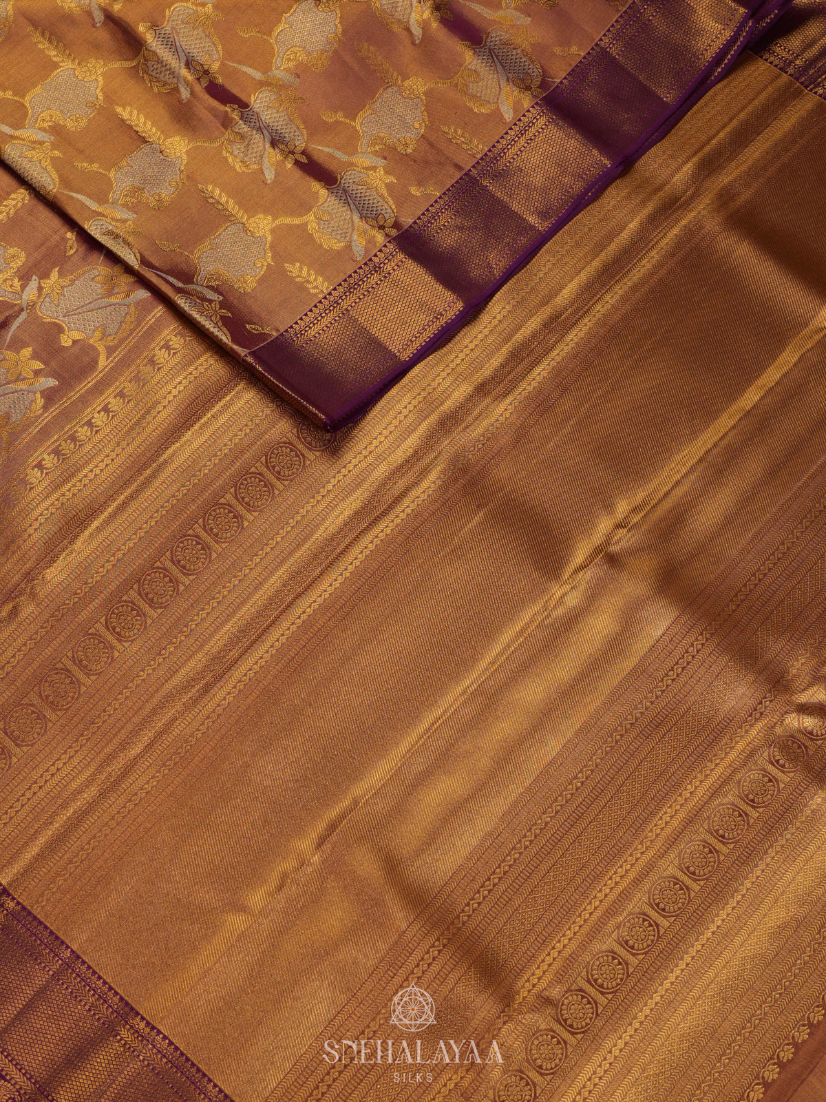 Copper Gold Kanjivaram Silk Saree