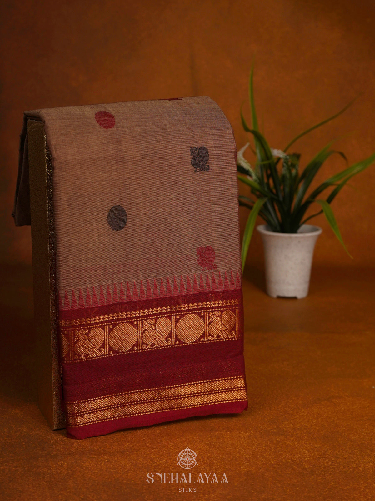 Brown Kanchi Cotton Saree