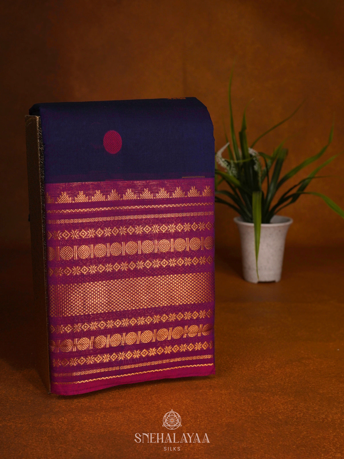 Navy Blue Kanchi Cotton Saree
