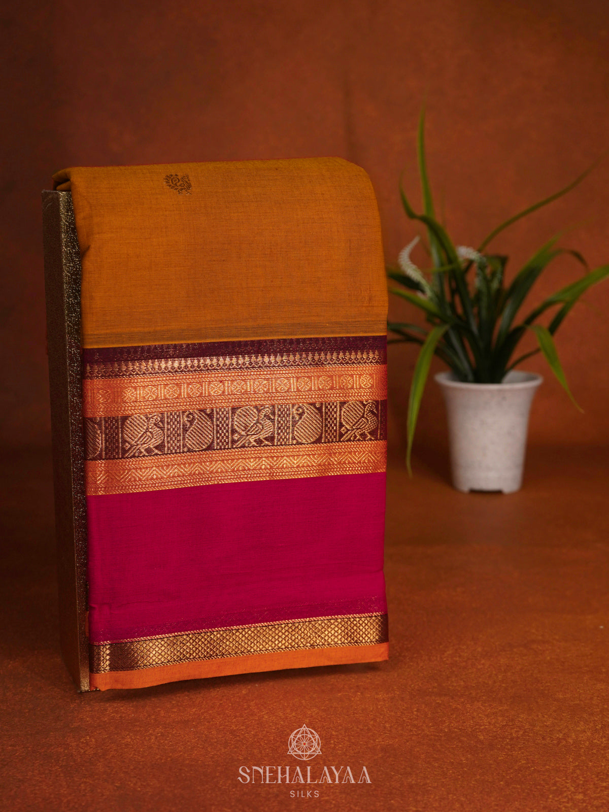 Mustard Kanchi Cotton Saree