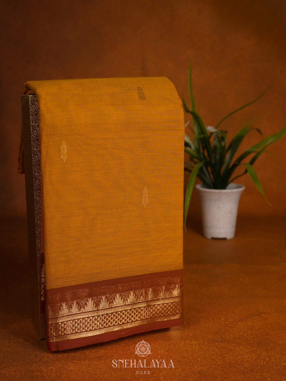 Mustard Yellow Kanchi Cotton Saree