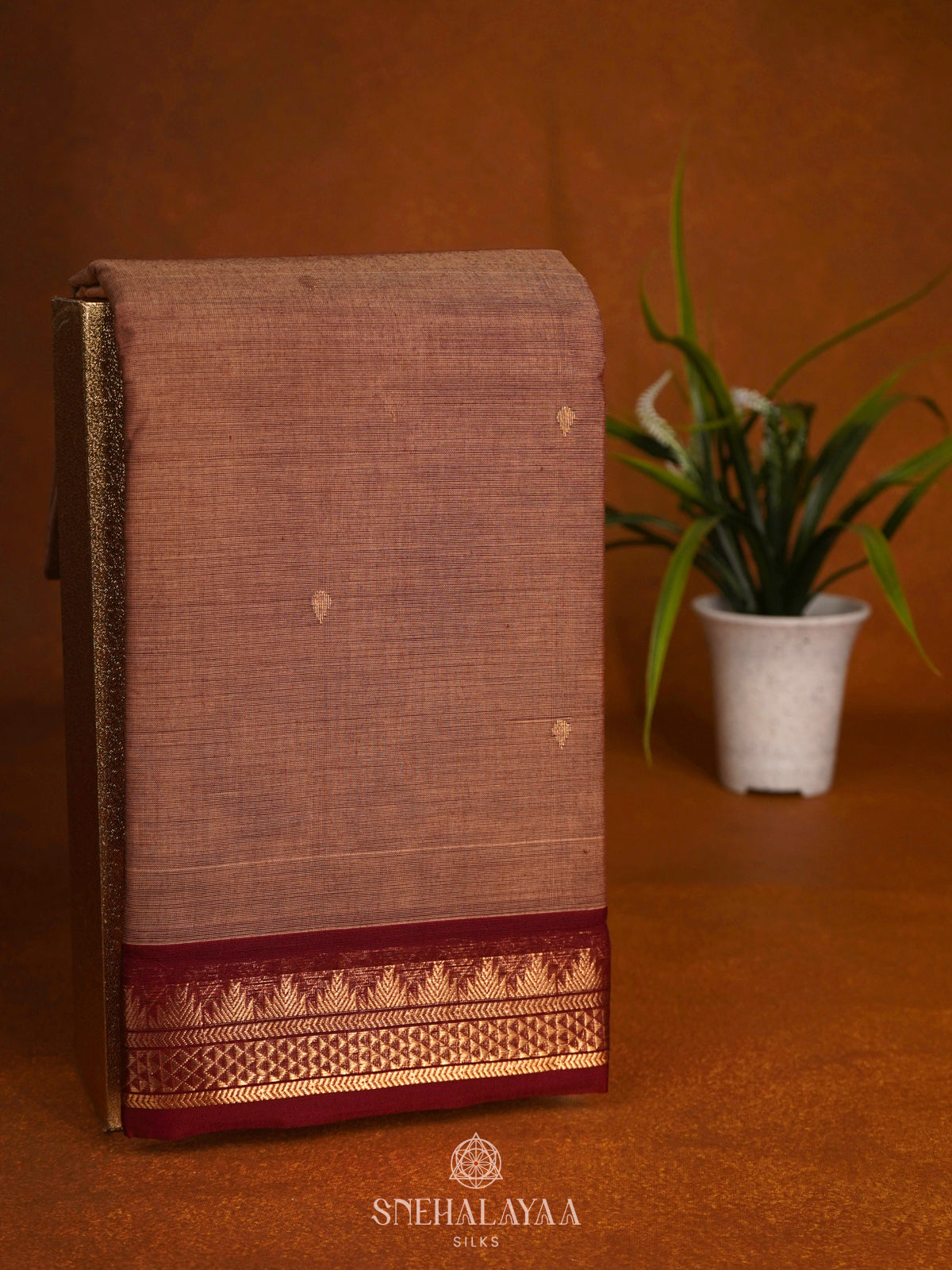 Brown Kanchi Cotton Saree