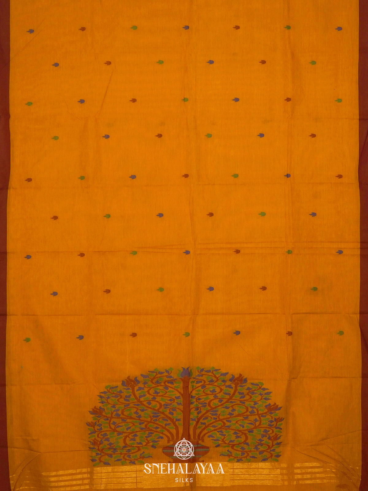 Mustard Yellow Kanchi Cotton Saree