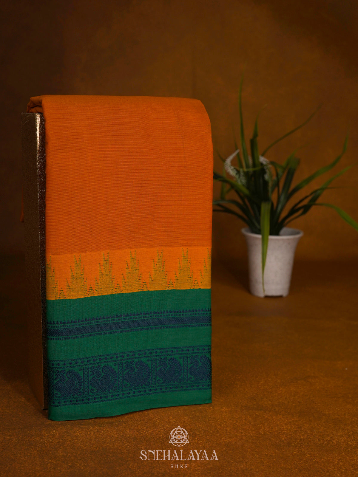 Orange Kanchi Cotton Saree