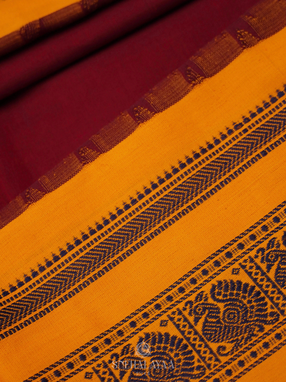 Burgundy Kanchi Cotton Saree