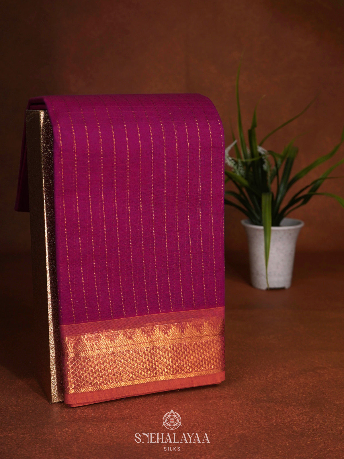 Magenta Kanchi Cotton Saree