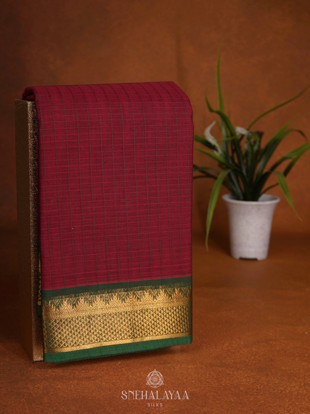 Maroon Kanchi Cotton Saree