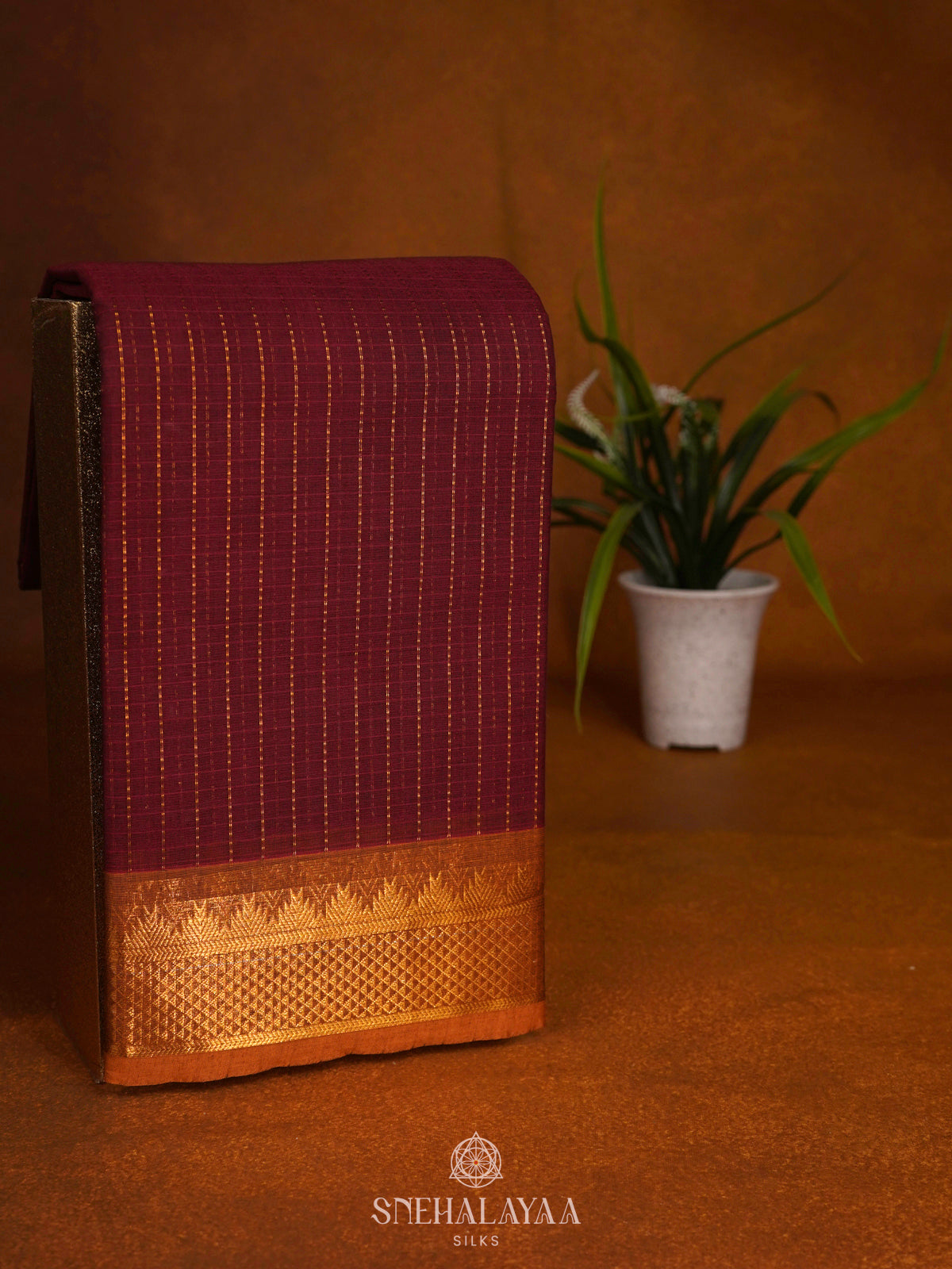 Maroon Kanchi Cotton Saree