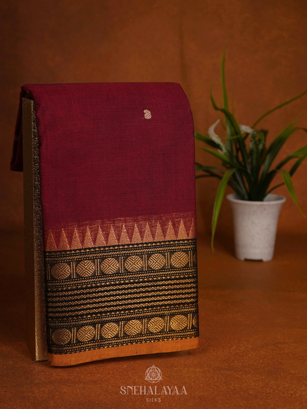 Maroon Kanchi Cotton Saree
