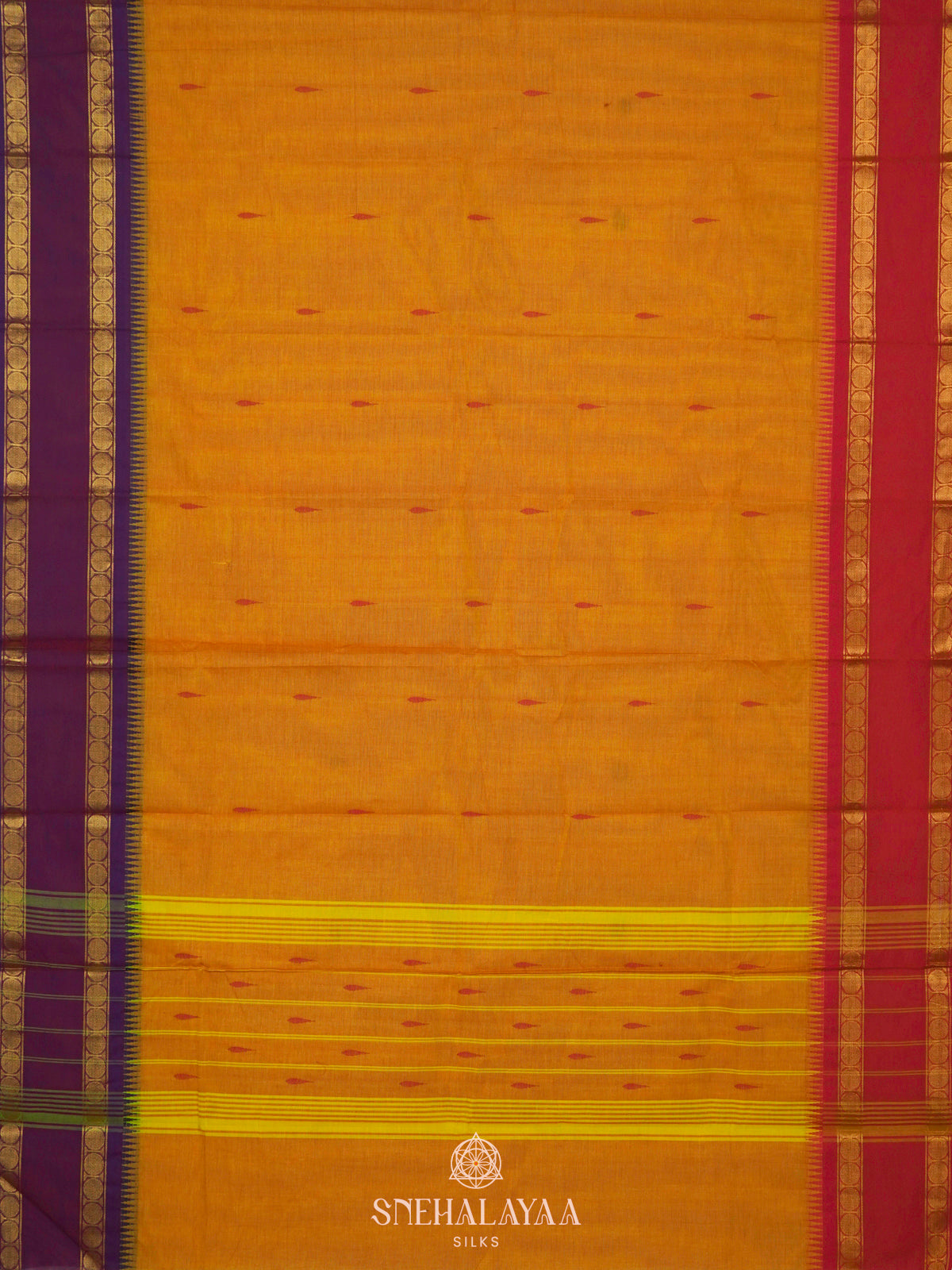 Mustard Yellow Kanchi Cotton Saree